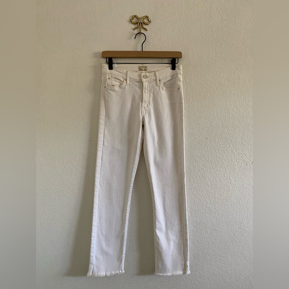 MOTHER The Rascal Ankle Snippet Fray Jeans Whipping Cream Size 26 Preppy